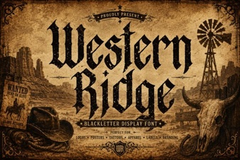 Western Ridge Font | Bold Blackletter Typeface for Display Use